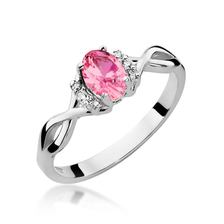 Pierścionek W019 Topaz Różowy 0,50ct białe złoto