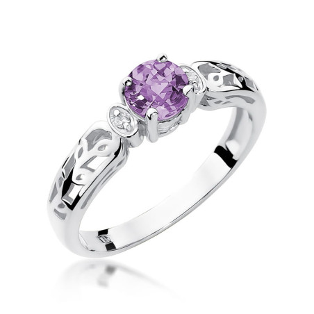 Pierścionek W014 Ametyst 0,50ct białe złoto