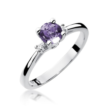 Pierścionek W017 Ametyst 0,50ct białe złoto