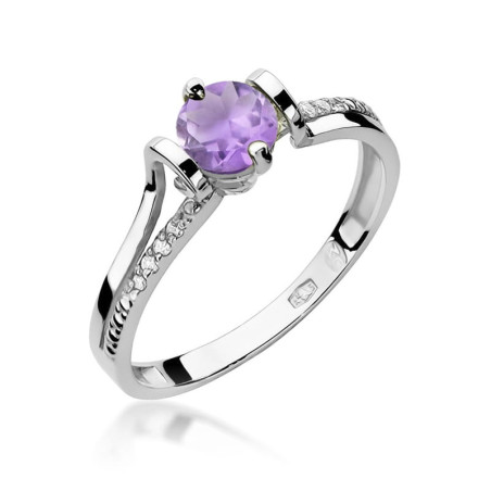 Pierścionek W102 Ametyst 0,50ct białe złoto
