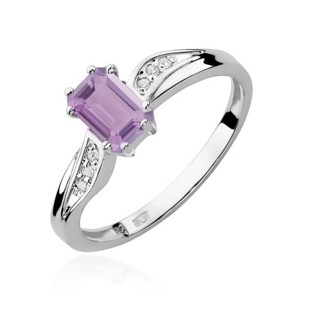 Pierścionek W094 Ametyst 0,50ct białe złoto
