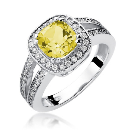 Pierścionek W307 Cytryn 2,00ct białe złoto
