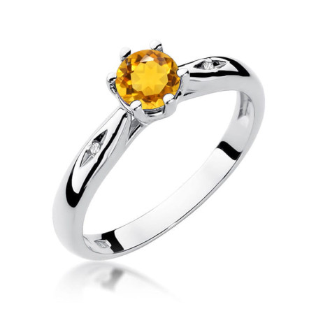 Pierścionek W074 Cytryn 0,50ct białe złoto