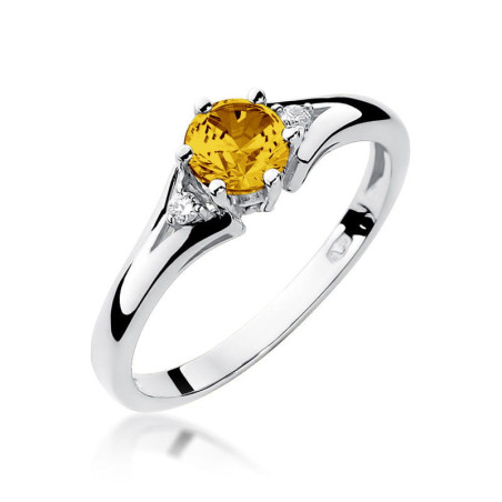 Pierścionek W076 Cytryn 0,50ct białe złoto