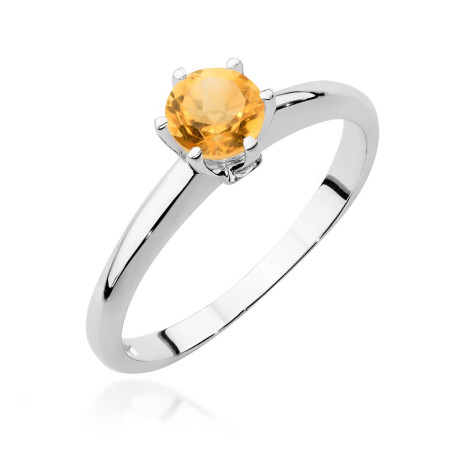 Pierścionek W557 Cytryn 0,50ct białe złoto