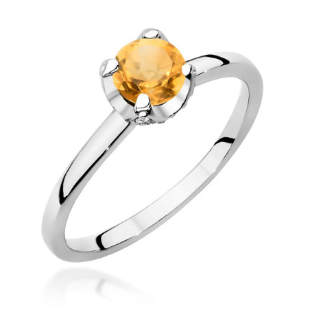 Pierścionek W556 Cytryn 0,50ct białe złoto