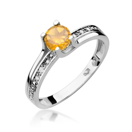 Pierścionek W106 Cytryn 0,50ct białe złoto