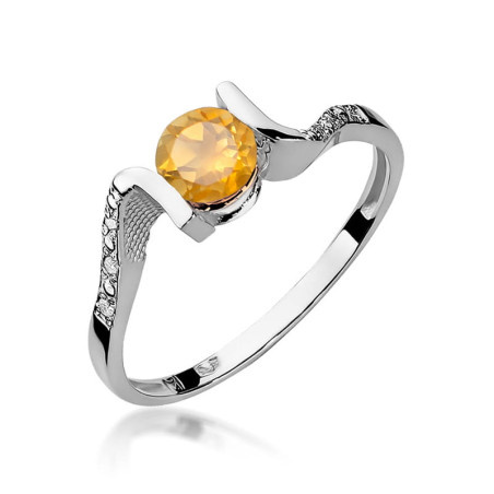 Pierścionek W120 Cytryn 0,50ct białe złoto