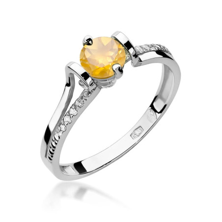 Pierścionek W102 Cytryn 0,50ct białe złoto