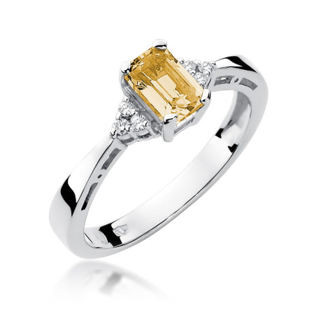 Pierścionek W002 Cytryn 0,60ct białe złoto