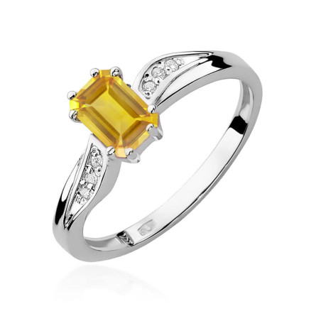Pierścionek W094 Cytryn 0,60ct białe złoto