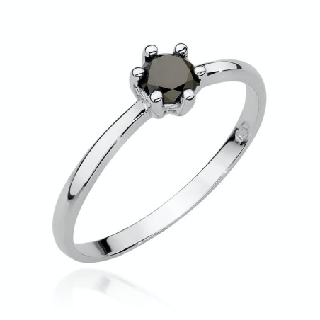 Pierścionek W496 Czarny Diament 0,30ct białe złoto