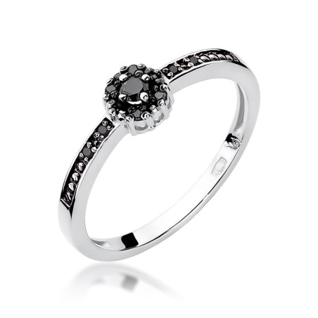 Pierścionek W091 Czarny Diament 0,02ct białe złoto