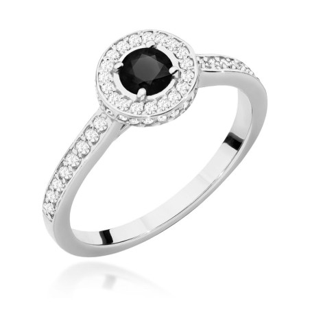 Pierścionek W559 Czarny Diament 0,30ct białe złoto