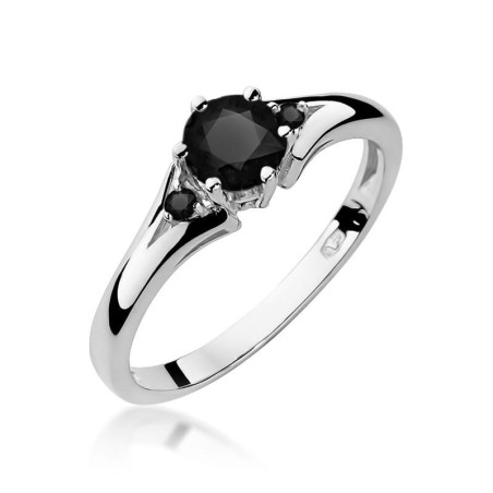Pierścionek W076 Czarny Diament 0,50ct białe złoto