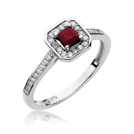 Pierścionek W315 Rubin 0,20ct białe złoto