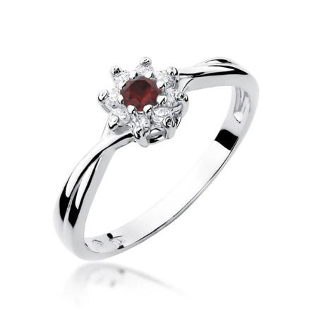Pierścionek W072 Rubin 0,15ct białe złoto