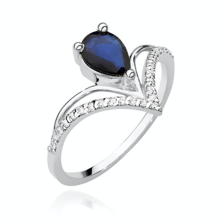 Pierścionek W487 Szafir 0,60ct białe złoto