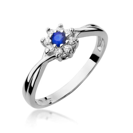 Pierścionek W072 Szafir 0,15ct białe złoto