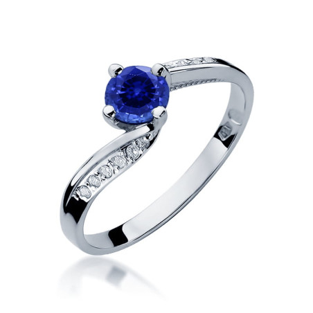 Pierścionek W084 Szafir 0,50ct białe złoto