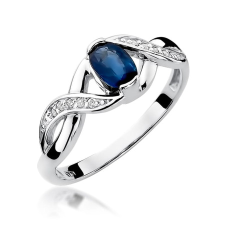Pierścionek W028 Szafir 0,70ct białe złoto