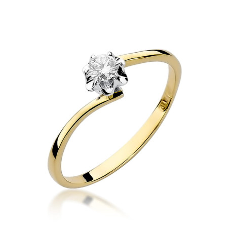Pierścionek W232 Diament 0,08ct żółte złoto