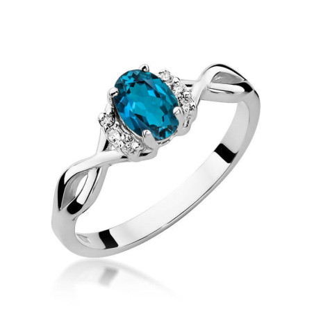 Pierścionek W019 Topaz London Blue 0,50ct białe złoto