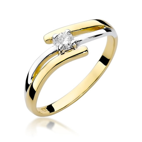 Pierścionek W245 Diament 0,10ct żółte złoto