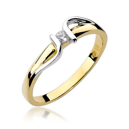 Pierścionek W025 Diament 0,05ct żółte złoto