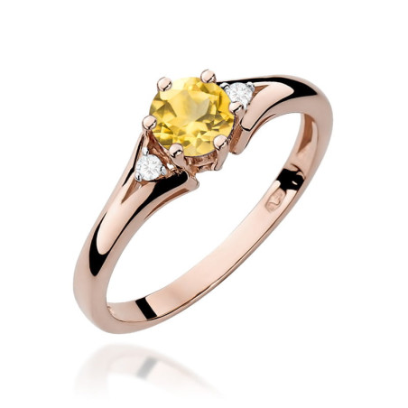 Pierścionek W076 Cytryn 0,50ct różowe złoto
