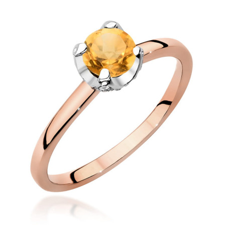 Pierścionek W556 Cytryn 0,50ct różowe złoto