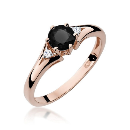 Pierścionek W076 Czarny Diament 0,50ct różowe złoto