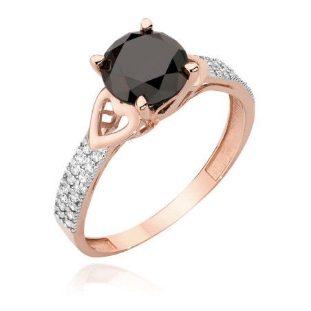 Pierścionek W502 Czarny Diament 2,00ct różowe złoto