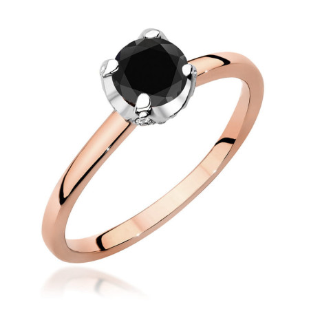 Pierścionek W556 Czarny Diament 0,50ct różowe złoto