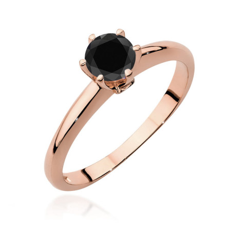 Pierścionek W557 Czarny Diament 0,50ct różowe złoto