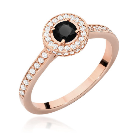 Pierścionek W559 Czarny Diament 0,30ct różowe złoto