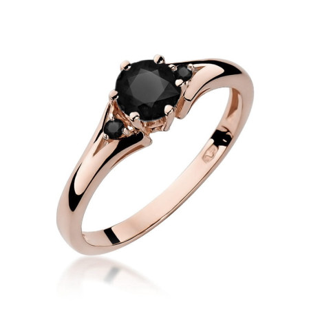 Pierścionek W076 Czarny Diament 0,50ct różowe złoto