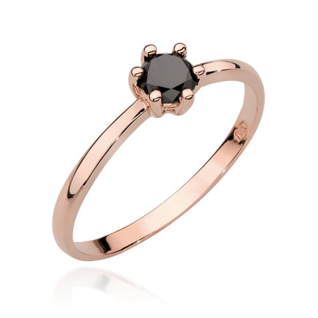 Pierścionek W496 Czarny Diament 0,30ct różowe złoto
