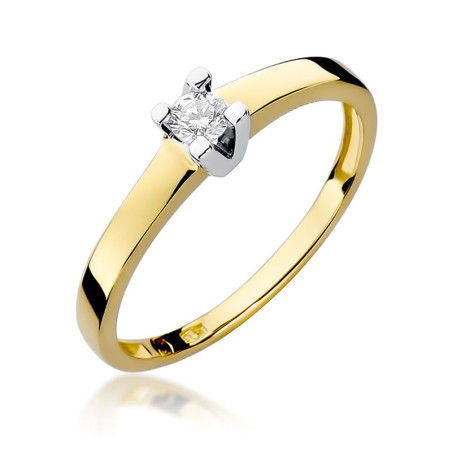 Pierścionek W252 Diament 0,12ct żółte złoto