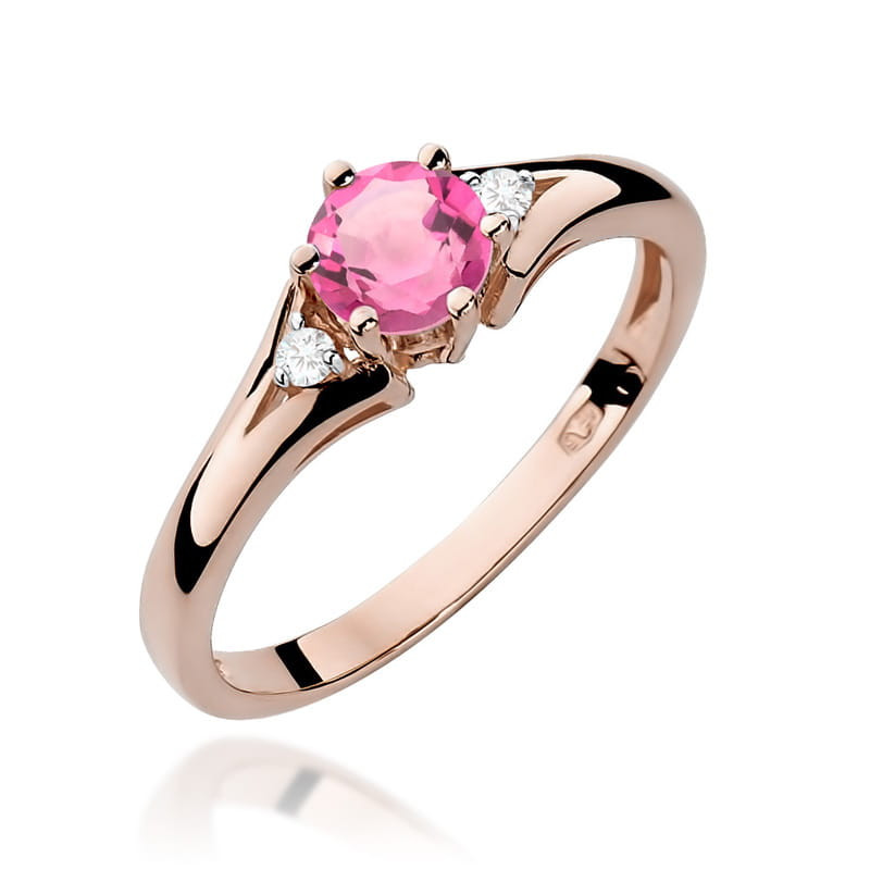 Pierścionek W076 Różowy Topaz 0,60ct różowe złoto