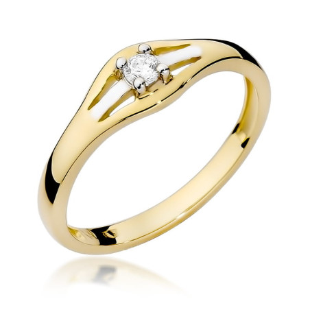 Pierścionek W254 Diament 0,10ct żółte złoto