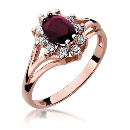 Pierścionek W037 Rubin 1,00ct różowe złoto