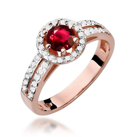 Pierścionek W087 Rubin 0,60ct różowe złoto