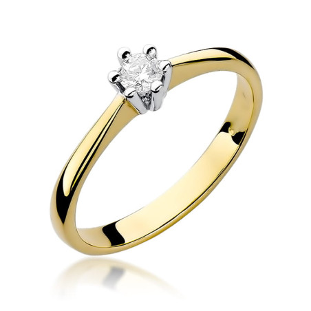 Pierścionek W256 Diament 0,15ct żółte złoto