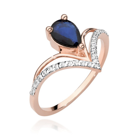 Pierścionek W487 Szafir 0,60ct różowe złoto