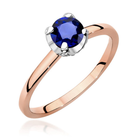 Pierścionek W556 Szafir 0,50ct różowe złoto