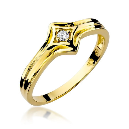 Pierścionek W029 Diament 0,05ct żółte złoto